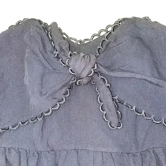 JUDITH MARCH TIE FRONT STRAPLESS A LINE PLEATED ZIP UP MINI DRESS IN BLSCK M - Picture 8 of 16